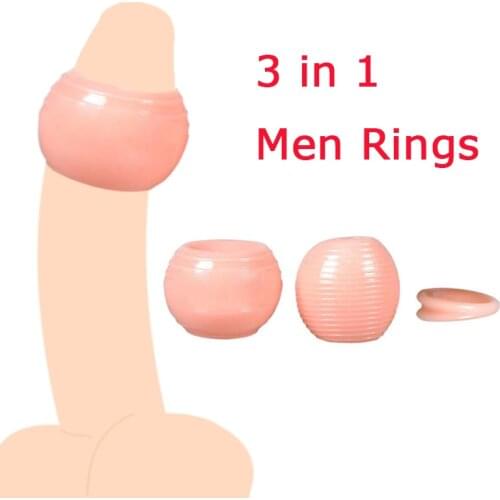 3 In 1 Cock Rings Penis Chastity Device Male Foreskin Correction Penis Delay Ejaculation Sex Toys For Men Adult Cock Sex Shop
