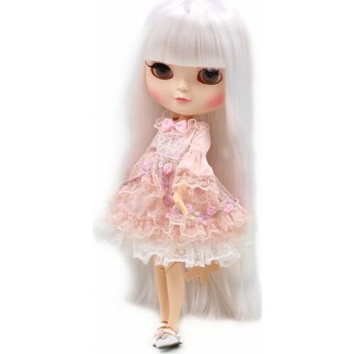 Blyth doll icy licca body joint body New pure white supple long straight hair 1/6 30cm gift toy