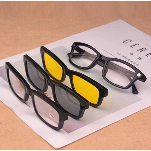 MINCL/Outdoor Presbyopic Magnifier Driving Fishing Magnet Bifocal Reading Glasses Set Night Vision Yellow Grey Clips lxl