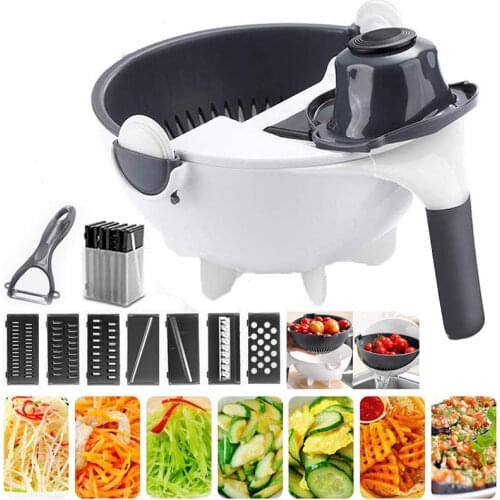 Dropship Upgrade Multifunctional Rotate Vegetable Cutter With Drain Basket Kitchen Veggie Fruit Shredder Grater Slicer
