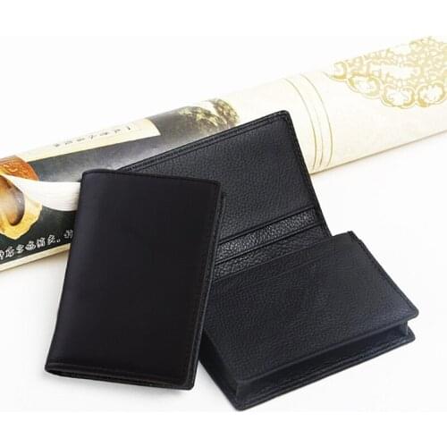 Men Black Leather Expandable Credit Card ID Business Cards Holder Wallet Case G5AE