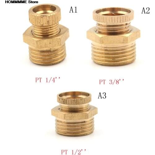 One Piece Air Compressor Male Threaded Water Drain Valve Brass Tone PT 1/2 Inch 3/8 Inch 1/4 Inch