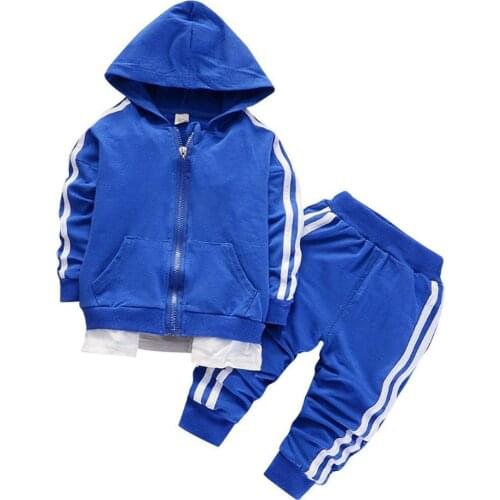 2Pcs Autumn Baby Boy Long Sleeve Zipper Hooded Sweatshirt Jacket+Trousers Casual Sportswear Outfits Set Hot Sale