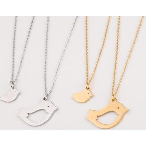 Mirror Polish Stainless Steel Two-in-one Bird Set Necklace Mother & Daughter Jewelry Fashion Women Necklace One Set