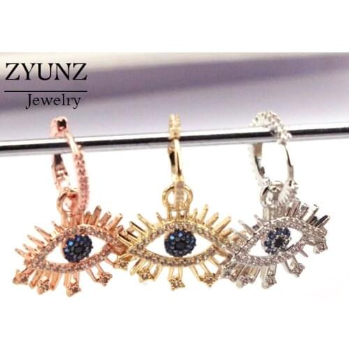 5 Pairs, Eyes Huggie Earrings Eyes Dangle Earrings Turkey Blue Eyes Jewelry Gold Color CZ Crystal Drop Earring