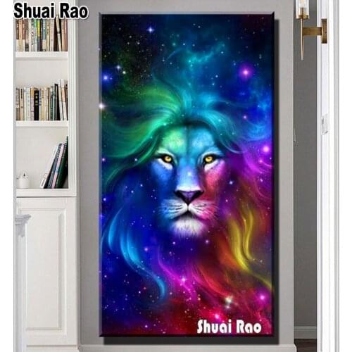 Landscape Colorful Lion Large 5d diy diamond painting embroidery full square round diamond mosaic Puzzle,crystal diamond pattern