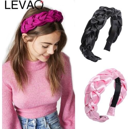 LEVAO Western Style Silk Hair Ornaments Twist Wide Size Hairbands Bezel Turban Women Padded Headbands Girls Accessories Headwear