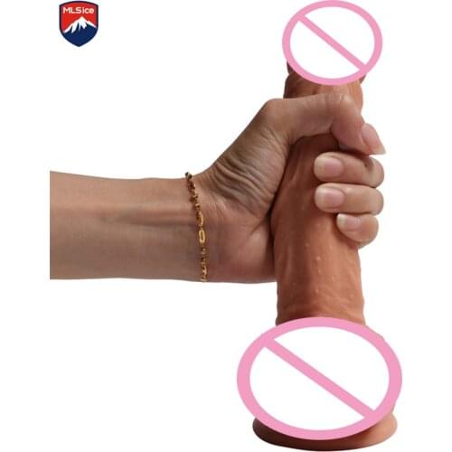 Mlsice 21*4cm Realistic Double-deck Safe,soft Penis Super Huge Big Large Dildo With Suction Cup Adult Sex Toys for Woman Shop