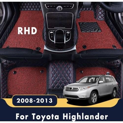 RHD Luxury Double Layer Wire Loop Car Floor Mats Carpets Accessories Custom For Toyota Highlander 2013 2012 2011 2010 2009 2008