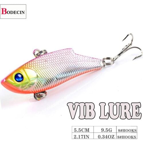 55cm/9.5g Winter Sea Hard Crankbait Fishing Lure VIB artificial Bait 3D Eyes With Lead Inside Diving Swivel Jig Wing Wobbler 1PC