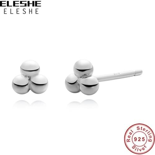 ELESHE Simple Small Beaded Stud Earrings for Women Girls 925 Sterling Silver Fine Earrings Trendy Statement Jewelry Party Gift