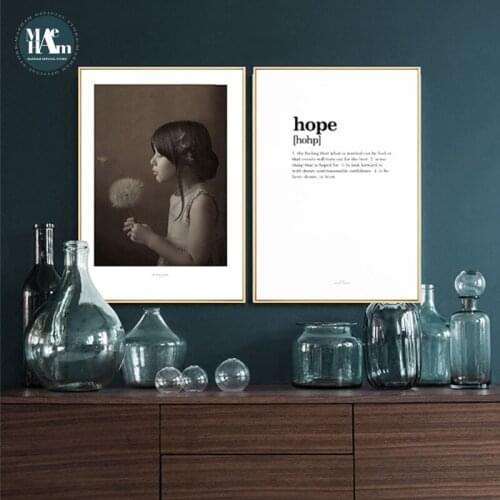 Nordic dandelion Girls Landscape wall art Canvas posters Painting Prints English Pictures for Living Room Morden art Home Decor