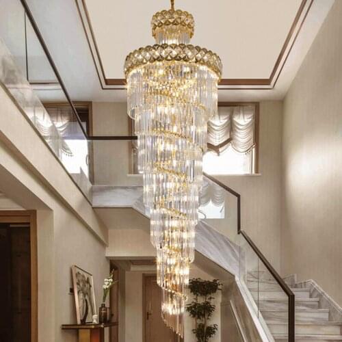 Modern K9 Crystal Chandelier Round Indoor Luxury For Lobby Living Room Hanging Pendant Light