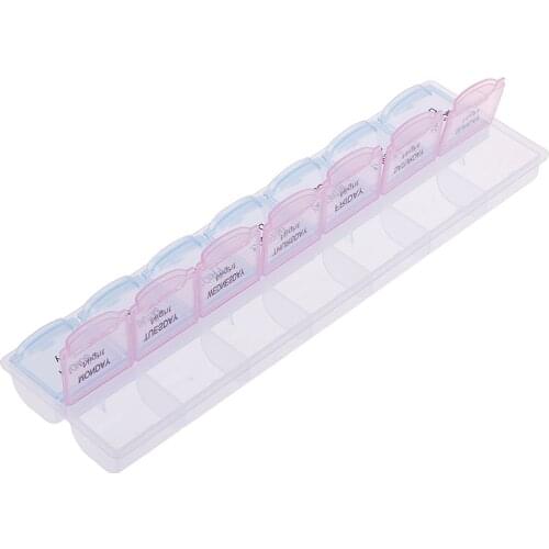 7 Days A Week Tablets Pill Box Shelf Storage Box Home Office Supplies Storage Plastic Box 21.5x6.5x2.5cm