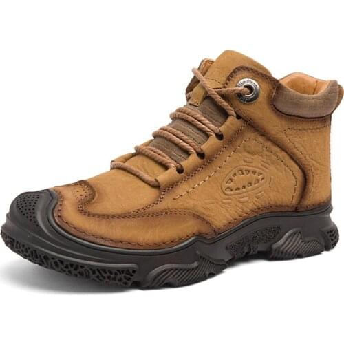 Cifimi GENUINE LEATHER Shoes for Man Spring/Autumn Outdoor Casual Shoes Men Handmade Shoes Rubber Men Dress Shoes