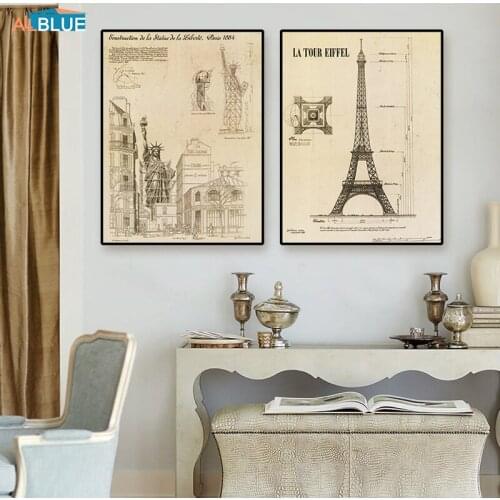Poster Vintage Paris Eiffell Tower Wall Art Canvas Painting Nordic Posters And Prints Modern Wall Pictures For Living Room Decor