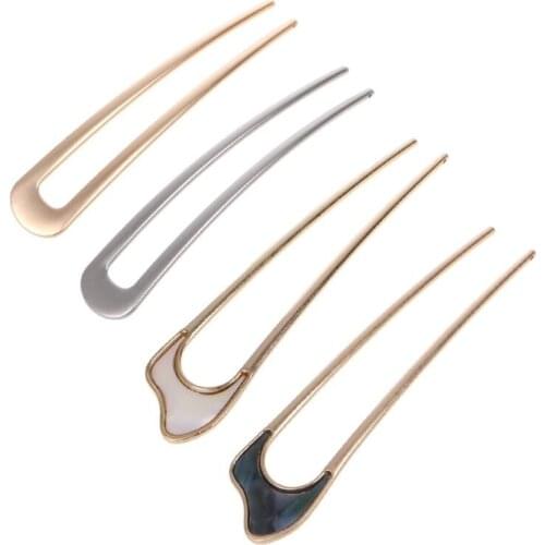 Japan Minimalist Alloy U Shape Hair Sticks For Women Lady Hairpin Bun Tool Headwear