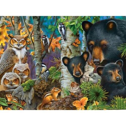 Yujohom DIY Diamond Painting by Number Bear Owl Bird Full Diamond Embroidery Cross Stitch Mosaic Animals Needlework Home Decor