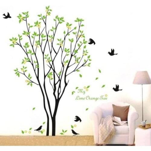 Green Tree Wall Sticker Living Room Wall Stickers Home Decor Poster Spring Birds Decal Removable Wall Sticker #P3