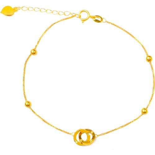 NYMPH Genuine 18K Gold Bracelet Real AU750 Chopin Chain Adjustable Length Fine Jewelry Wedding Gift for Women S537