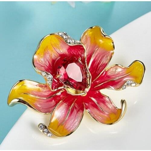 Zlxgirl Enamel Flower Brooches For Women Christmas Gifts AAA Zircon scarf Pins Broaches Flower Brooch Bijoux Bridal Accessories