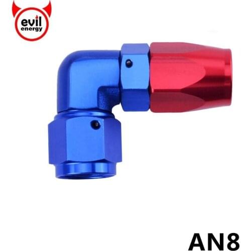 Evil energy Universal AN8 Enforced Hose End Aluminum Alloy Adaptor Connection Hose Oil Cooler Fittings 0 45 90 Degree Adapter
