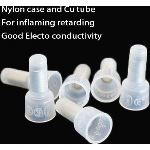 1000PCS CE-2X #closed end cable connector Nylon inflaming retarding Alimium tube Crimp Caps 22-14 AWG Connectors CE1X 2X 5X 8x