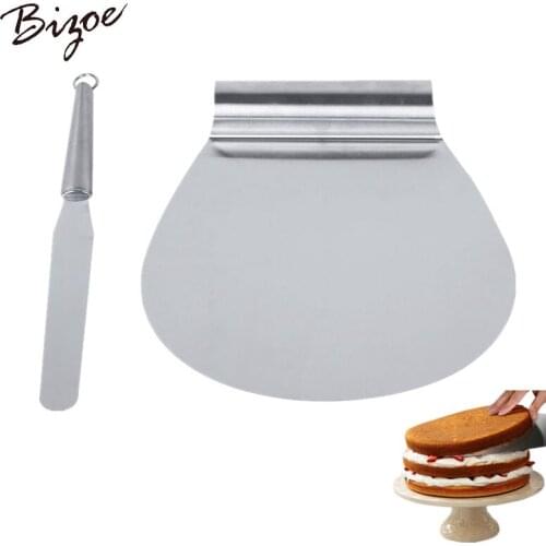 2 pcs/set 8 Inch Cake Shovel Pastry Spatulas Stainless Steel Cream Spatula Cake Pie Transfer Shovel Slicer Baking Tool