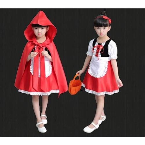 2019 Little Red Riding Hood Cosplay costume for girls kids dress Halloween Carnival Purim Party girls Fancy Dress children party