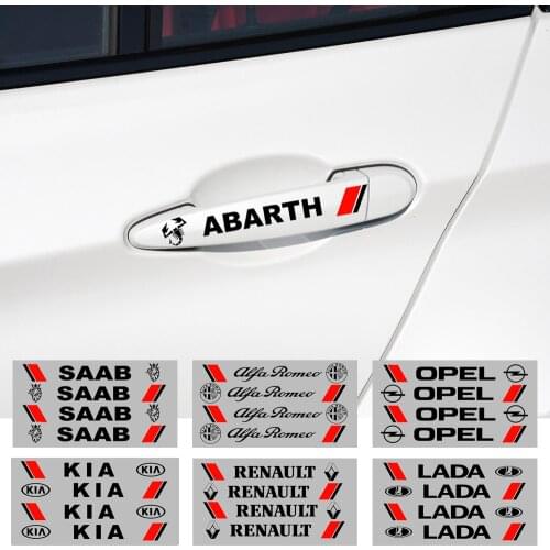 4Pcs Car Styling Creative Car Door Handle Decals Design Stickers Vinyls Decals for Citroen BMW Ford Mitsubishi Skoda Peugeot KIA