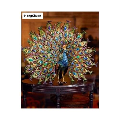 5D DIY Full Square Round Diamond Painting Riches and Noble Peacock Diamond Mosaic Crafts Diamond Embroidery Mural New Year Gift