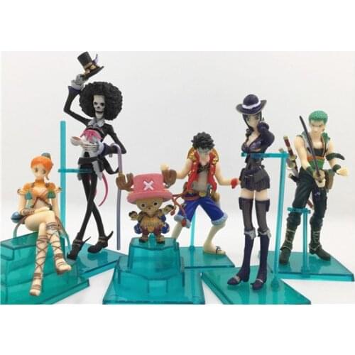 6pcs/set Anime One Piece Character Luffy Zoro Nami Chopper Robin Brook Action Figure Model Toys