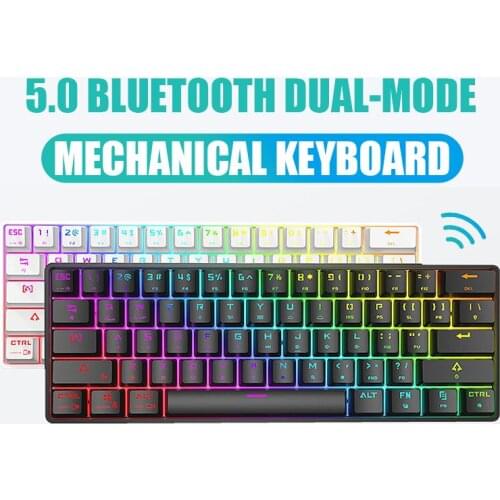 Bluetooth Wireless Dual-Mode Rechargeable Mechanical Keyboard RGB Colorful 61-Key Green, Red And Black Tea Axis Optional