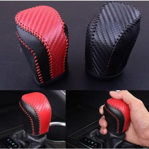CITALL Car Red Black PU Gear Shift Holster Handbrake Cover Trim Accessories Fit For Toyota Camry 2018
