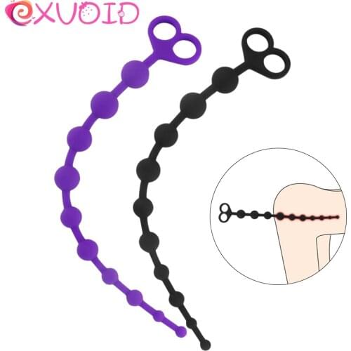 EXVOID Anal Beads 10 Balls Prostate Massager Butt Plug for Beginner Silicone Sex Toys for Men Women Vagina Open Long Anal Plug