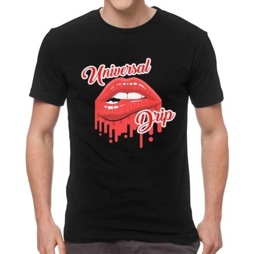 Mens Vogue Universal Drip Red Lips T-Shirt Fashion Lipstick Kiss Leopard Lip Tshirt Short Sleeve Cool T Shirt Homme Cotton Tee
