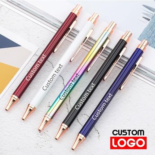 Custom Logo Metal Ballpoint Pen Gift Business Men and Women Office Writing Gel Pen Lettering Name Student Stationery Wholesale