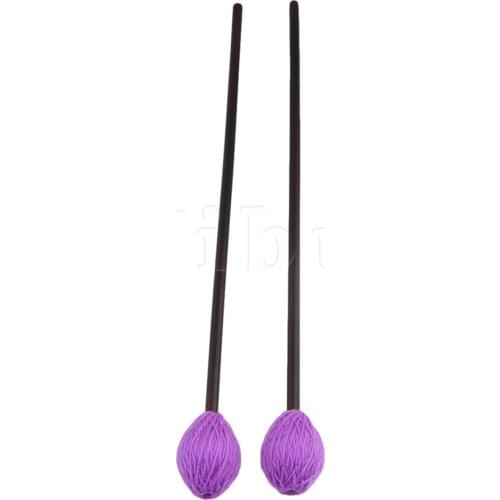 Yibuy Maple Handles and Purple Woolen Yarn Head Soft Keyboard Marimba Mallets Pack of 2