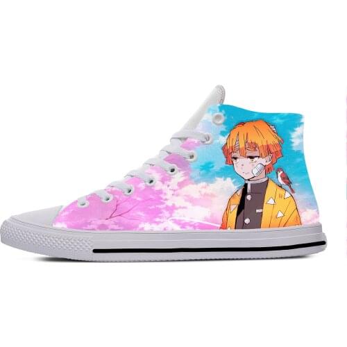 Demon Slayer Kimetsu No Yaiba Agatsuma Zenitsu Casual Cloth Shoes High Top Lightweight Breathable 3D Print Men Women Sneakers