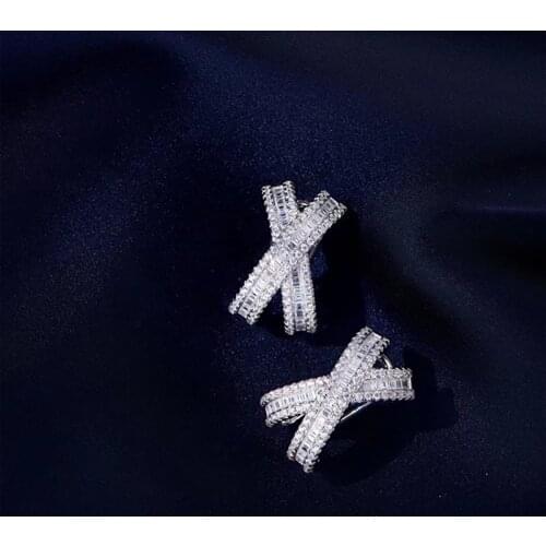 Hot Brand Pure 925 Sterling Silver Top Earrings Gold Color Flowers Full Diamond Stud Earrings White Gold Two Wear Design Fine