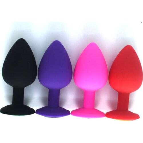 Small Medium Large Silicone Butt Plug with Crystal Jewelry Smooth Touch Anal Plug No Vibration Anal Toys for Woman Men Gay