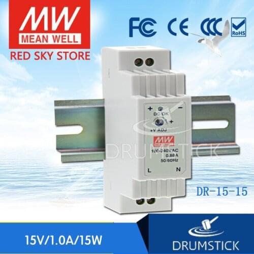 Friendly MEAN WELL 12Pack DR-15-15 15V 1A meanwell DR-15 15V 15W Single Output Industrial DIN Rail Power Supply