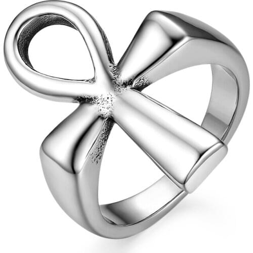 BONISKISS Stainless Steel Ring For Women Silver Color Mens Rings Cross Pattern Trend New Fashion Jewelry Bague Dropshipping