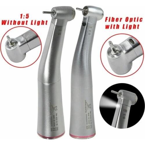 Dental 1:5 Increasing Red Ring Contra Angle Low Speed Quattro Water Spray low Push Handpiece With Optic Fiber For E-TYPE Motor