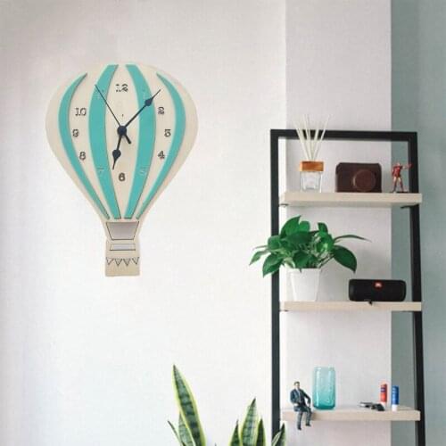 Hot Air Balloon Wall Clock Silent Indoor Cartoon Clock for Children Bedroom Decor