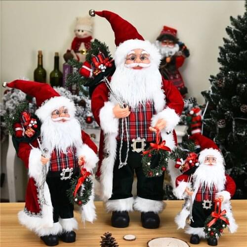 New Big Santa Claus Doll Merry Christmas Decorations for Home Childrens New Year Toy Gift Navidad Natal Decor Party Supplies