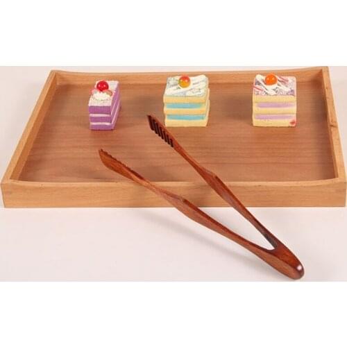 2021 New Natural Wooden Food Tongs Toast Bacon Steak Pastry Clamp Bread Clip Kitchen Tool
