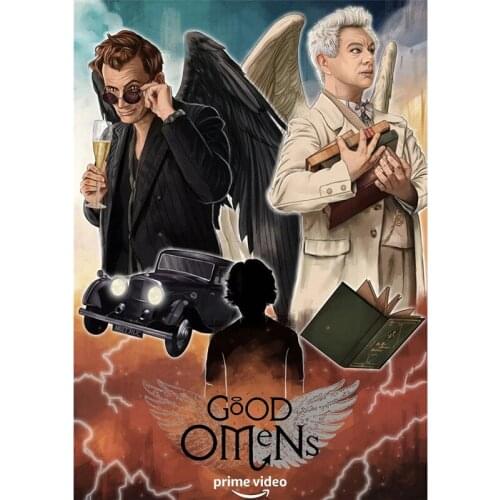 New 5d Diy full square diamond embroidery cross stitch Good Omens Posters round diamond embroidery decoration wall art gift HR77