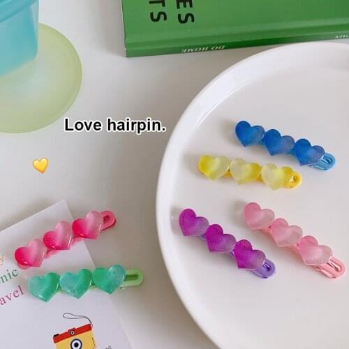 New Arrivals 1Pcs Candy Pure Color Heart Hair Clip Hairpin Clip Small Fresh Hair Accessories For Girls Women Sweet Barrette