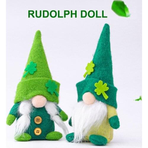 New Santa Claus Plush Toy Irish Green Clover Faceless Dolls Rudolph Action Figure Holiday Decoration Ornaments Party Decoration